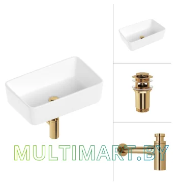 Умывальник Lauter 21674A (клапан 21190G + сифон 21635G, золото)